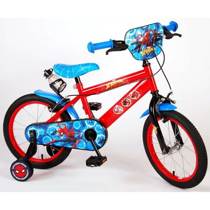 Velo pour enfants Spider Man Garcons 16 pouces Bleu Rouge Deux freins a main Cdiscount Sport