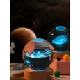 3d brillant boule de cristal veilleuse ornement, lampe de scène de nuit colorée créative avec base, pour cadeau de décoration i N°19-2