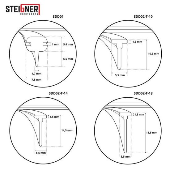 STEIGNER Joint de douche 80cm SDD02–T-10 transparent – joint en silicone  pour la protection contre les fuites d'eau - Cdiscount Bricolage