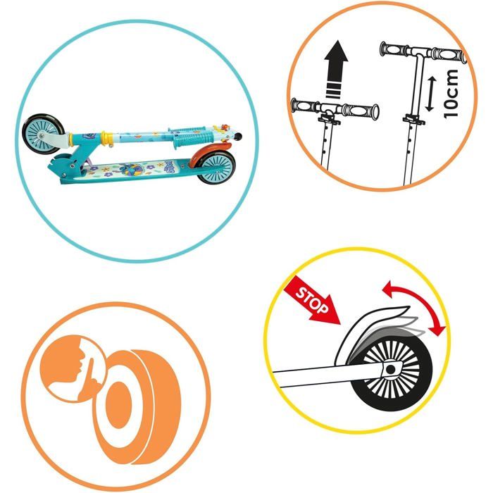 Trottinette Smoby Stitch Pliable - Guidon Réglable Et Frein Arrière Pour Enfants