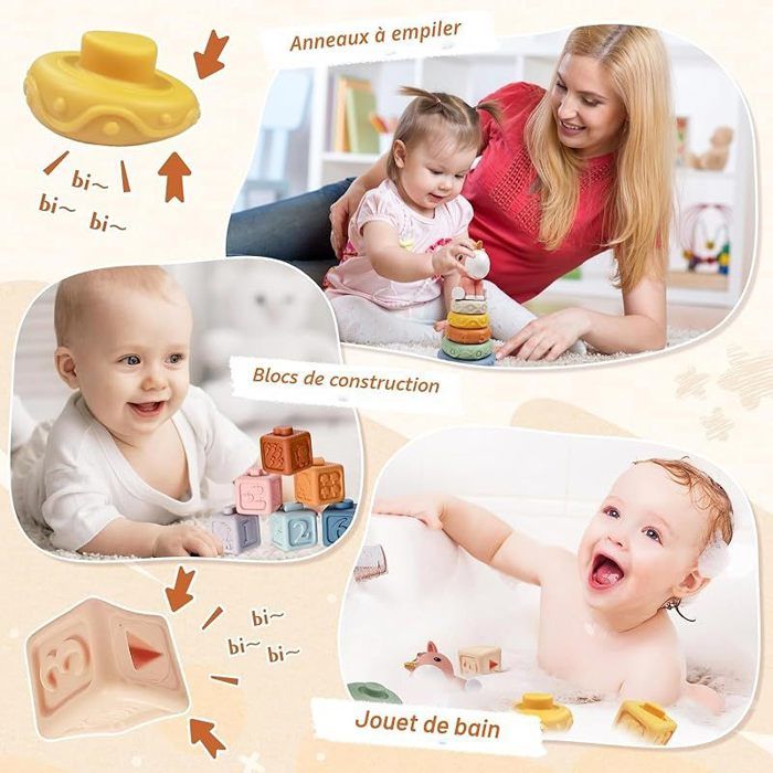 Jouet Bebe 6 Mois -3 Ans, 4 in 1 jouet 1 an, Jouets Sensoriels, Gobelets Empilables, Blocs de Construction, Boite de Mouchoirs en - Puériculture & Eveil bébé Jouet Bebe 6 Mois -3 Ans, 4 in 1 jouet 1 an, Jouets Sensoriels, Gobelets Empilables, Blocs de Construction, Boite de Mouchoirs en - Puériculture & Eveil bébé