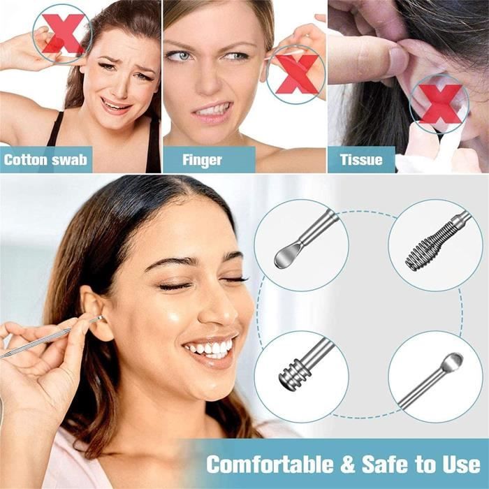 Cure-Oreille Réutilisable Lot De 24 - Pointe Douce, Nettoyage Cérumen Sécuritaire