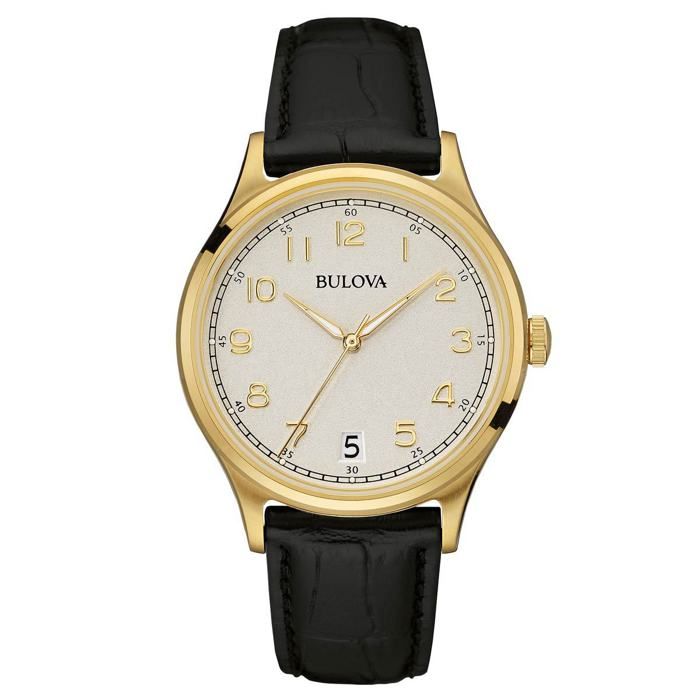 BULOVA Montre Analogique pour Homme a movement Quartz en Cuir Noir 97B147 Achat vente montre Homme Adulte Noir Noir Cuir Cdiscount