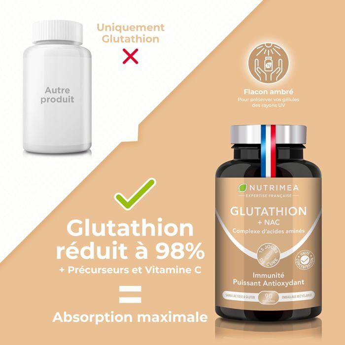 glutathion et vitamine c Green Health Gluta-C – Éclat de la Peau & Détox Hépatique – Glutathion  Réduit + Vitamine C – 30 Gélules main image 0