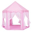 Φ140cm Tente Princesse Fille, Rose Tente de Jeu Enfant Intérieur Hexagone Château Palace Cabane de Princesse de Jeux pour Enfant(san-3