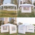 Tonnelle imperméable de jardin-Tente de reception avec 3 cotés-3 x 3m-blanc-3