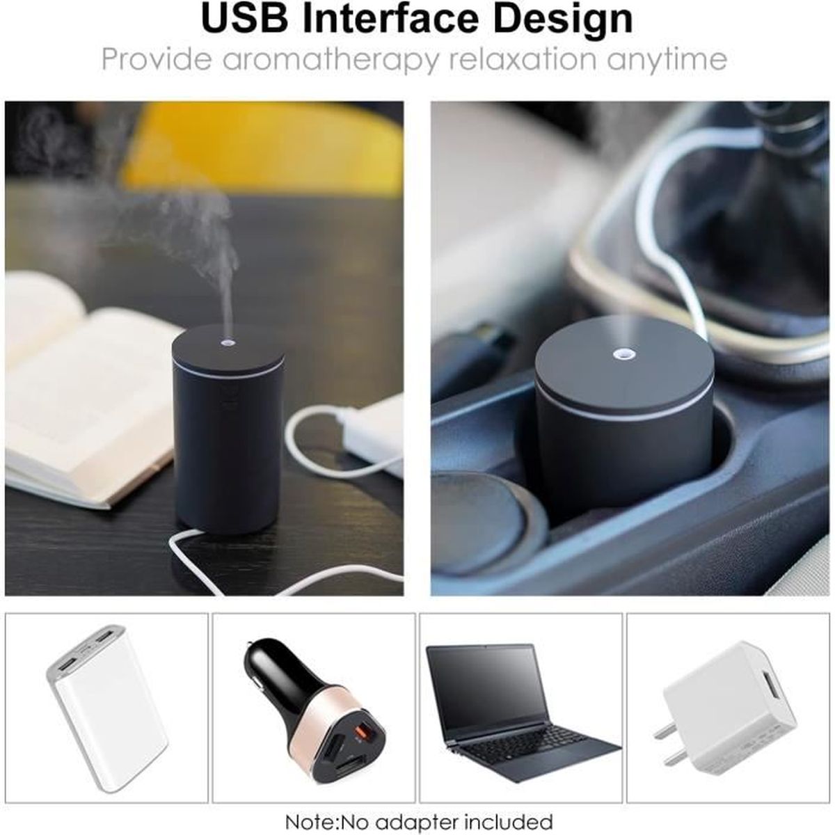 Mini Climatiseur USB Portable Avec Humidificateur Et Diffuseur - 7 LED, Rotatif, Silencieux, Idéal Bureau, Maison Et Camping