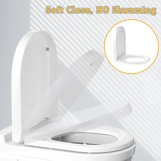 Siège de Toilette en Forme de D Abattant WC,Blanc Anti-Bactérienne Lunette  de Toilette avec Fermeture en Douceur Dégagement Ra[~45] - Cdiscount  Bricolage