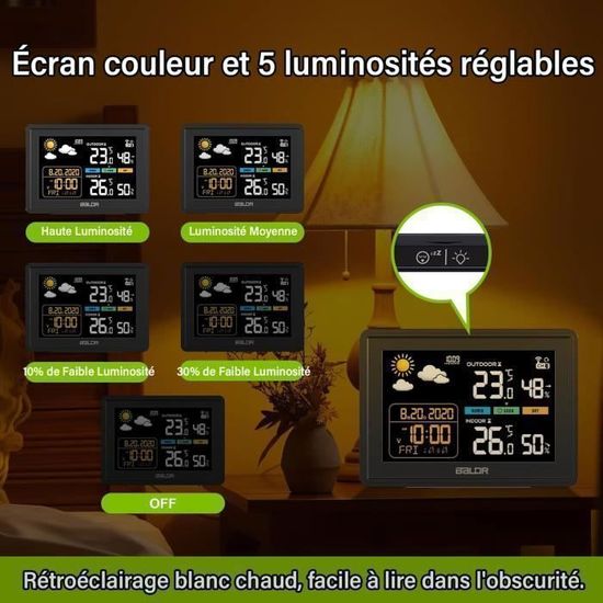 ZALE Station Météo Sans Fil Avec Capteur Extérieur Thermomètre Et Hygromètre Numérique Intérieur