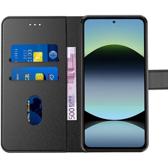 Coque Portefeuille Pour Xiaomi Redmi Note 14 4G – Similicuir Rabattable Gris – Neuf