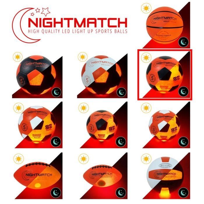 Ballon de Football Lumineux NightMatch, pompe à ballons et batteries de rechange  incluse - Illuminé de l'intérieur par deux LED - Cdiscount Sport