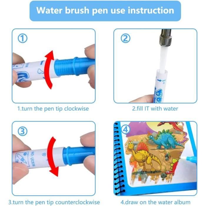 Nurila – Lot De 3 Livres De Coloriage à L'Eau – Thèmes Licorne, Princesse, Sous-Marin – Stylos Inclus – Réutilisable – Dès 2 Ans
