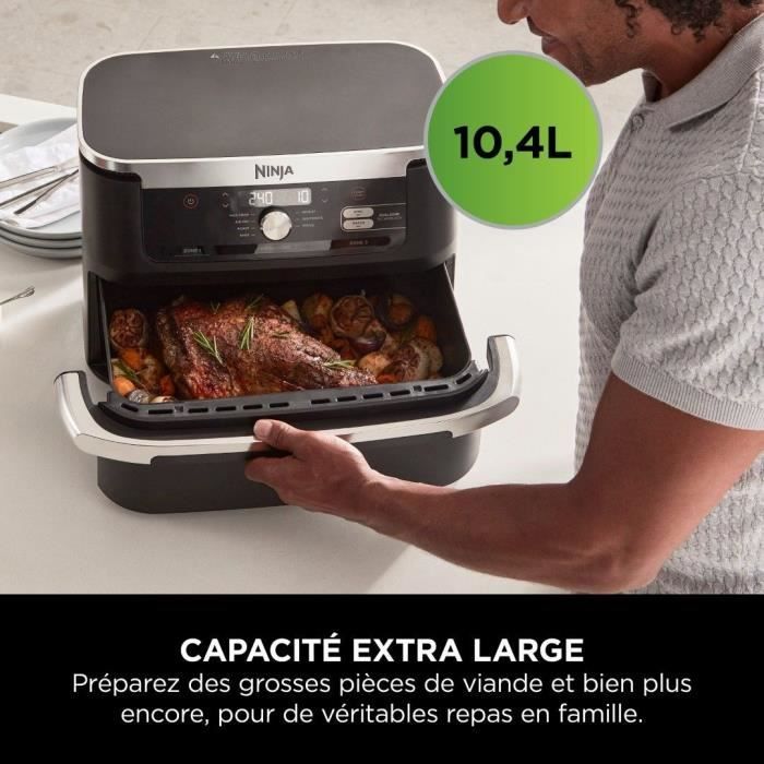 Ninja Foodi FlexDrawer : La Friteuse Air 2-en-1 Ultra Pratique ! 10.4L, Double Cuisson Indépendante, 7 Fonctions - Noir & Cuivre