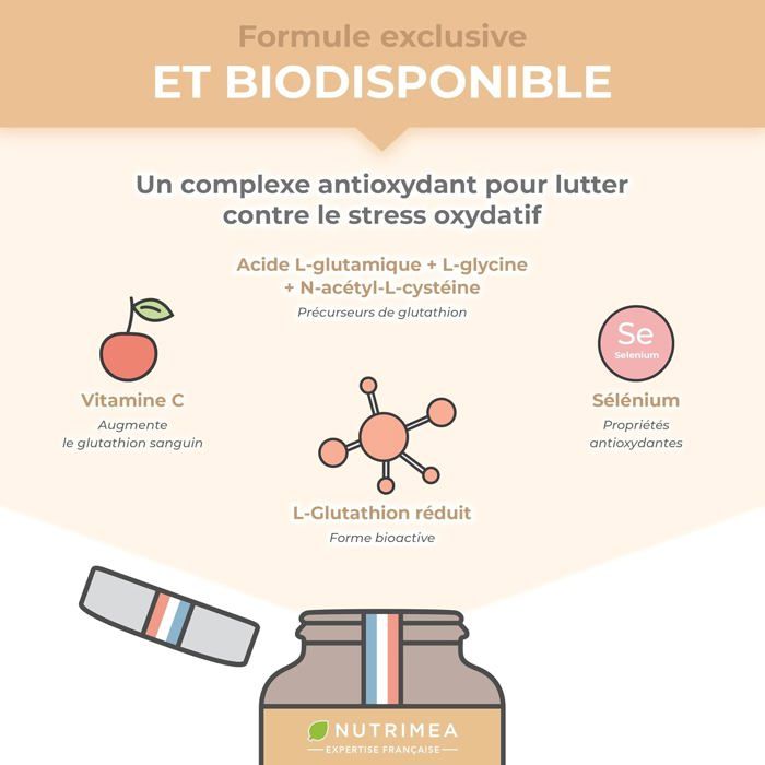 précurseur du glutathion OPTIFORM Complexe Détox Anti-âge L-Glutathion & précurseurs + N-Acétyl  Cystéine (NAC)