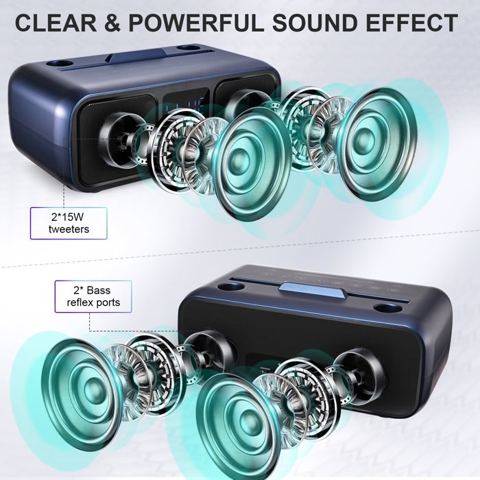 Machine Karaoké Bluetooth Avec Micros Sans Fil - Haut-parleurs 2x15W, Lumières LED, Batterie Portable - Cadeau Fête - 2