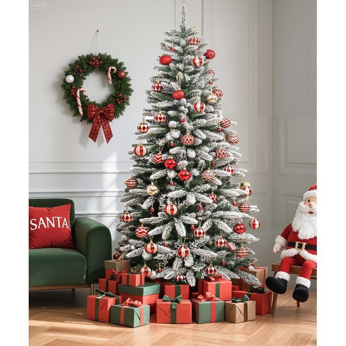 Sapin De Noël Artificiel Pré-illuminé - 140 Cm, Forme Fine - 100 LED Blanc Chaud - 358 Branches PE/PVC - Montage Facile