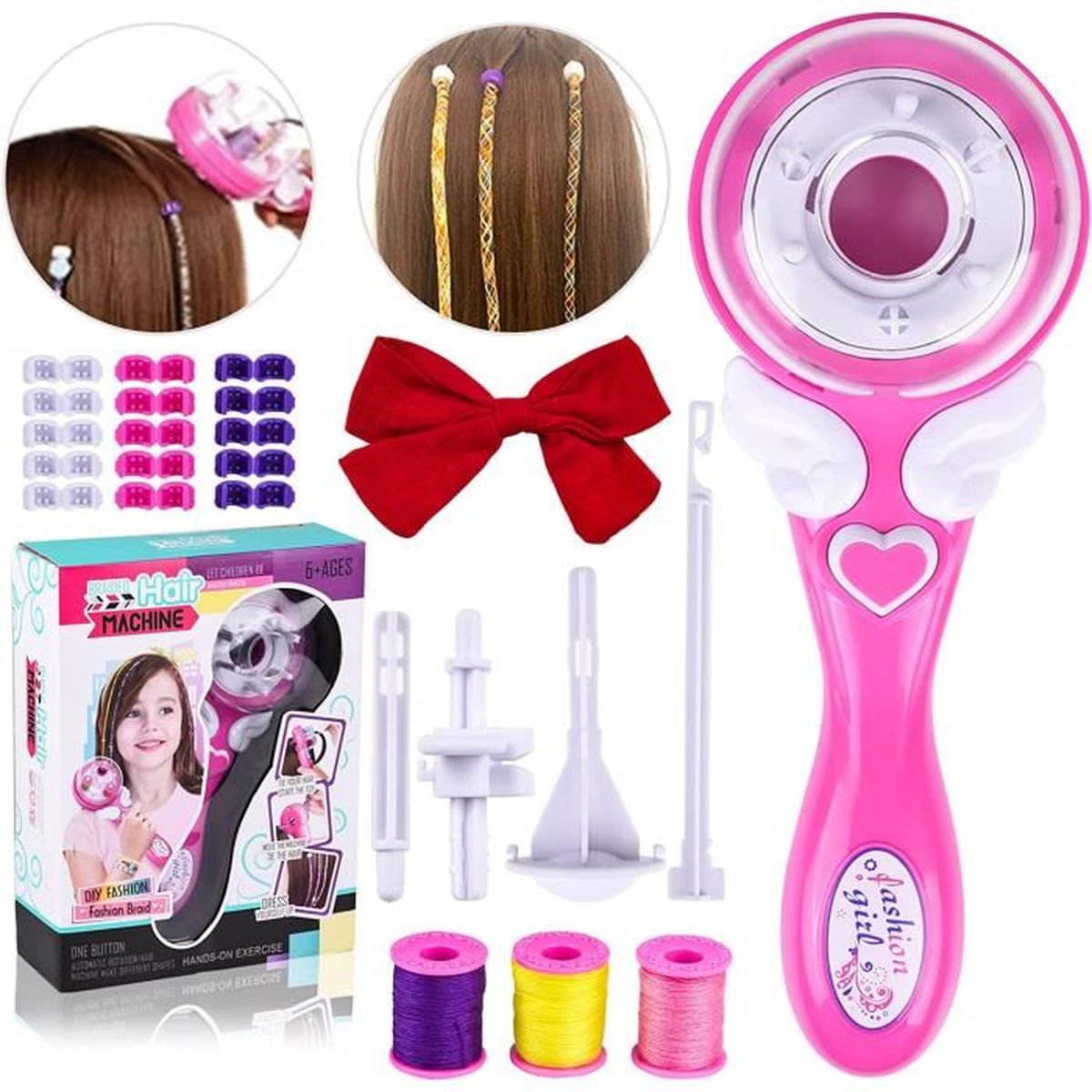 Machine à Tresser Les Cheveux & Kit Strass Hair Bedazzler - 60 Gemmes - Idéal Coiffures DIY Filles