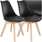 Chaises de salle à manger - TECTAKE - Lot de 2 fauteuils repas FRÉDÉRIQUE style scandinave forme ergonomique - Noir