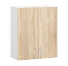 Meuble de cuisine haut AKORD W60 LIMA modulable Blanc 60 cm 2 portes façade Chêne Sonoma 2 étagères 60x30,5x72 cm