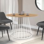 IDMARKET Table à manger ronde YUNA 6 personnes plateau bois et pied filaire en métal blanc 110 cm
