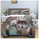 Parure de lit - MOUTON MAISON DECO - Attrape-Rêves Animal Loup - Vert gris blanc - Microfibre- 220x240 cm