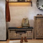 SoBuy FSR118-N Banc à Chaussure Meuble d'entrée Armoire à Chaussures avec Porte de Grange coulissante et tiroir 101x45x46cm
