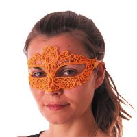 Masque - LOUP DENTELLE ORANGE FLUO ADULTE - Femme - Intérieur - A partir de 18 ans