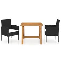 3 pcs Ensemble table et chaises de 2 à 4 personnes - avec 2 Chaises - Mobilier de jardin - Noir- Super Beau - 53842