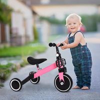 Tricycle pour enfant à pousser et à conduire - Rose - 18 mois à 4 ans