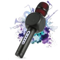 Microphone Sans Fil Karaoké Chanter Avec 2 Haut-Parleur Bluetooth Intégré, Compatible avec Android/IOS / PC/Smartphone - Noir
