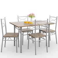 Ensemble 5 pièces Paul chêne 1 Table 4 chaises métal laqué Cuisine Ensemble Table et chaises pour Salle à Manger Design élégant