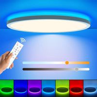 Plafonnier LED, RGB Dimmable Rond Plafonnier pour Salle de Bain ou Chambre, 24W IP44, Ø.28 cm [Classe énergétique E]