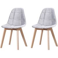 CANDICE - Lot de 2 chaises scandinave - Velours -  Gris Clair - pieds en bois massif design salle a manger salon - 50 x 46 x 83 cm