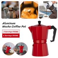 Cafetière Moka en aluminium, machine à café 6 tasse-300ml-ROUGE