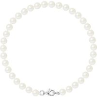 PERLINEA - Bracelet - Véritables Perles de Culture d'Eau Douce Rondes 5-6 mm Blanc Naturel - Argent 925 Millièmes - Bijoux Femme