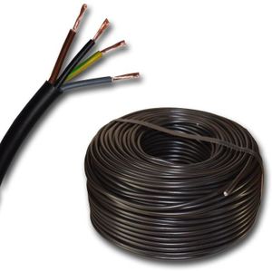 Câble en plastique rond H03VV-F avec câble LED 4 x 0,75 mm² (mm2) 4G0,75 –  Couleur : blanc 10 m/15 m/20 m/25 m/30 m/35 m/40 m/45 m/50 m/55 m/60 m etc.