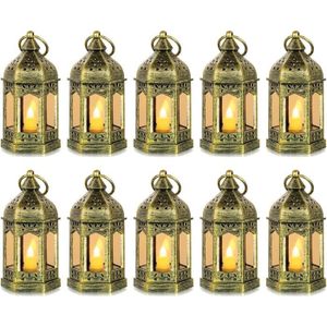 PHOTOPHORE - LANTERNE Lanterne LED extérieur dorée - Lot de 10 lanternes