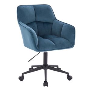 CHAISE DE BUREAU SVITA JERRY chaise de bureau avec accoudoirs chaise pivotante réglable en hauteur à roulettes velours bleu 91544