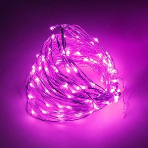 GUIRLANDE D'EXTÉRIEUR 1M 10LED Rose Guirlande lumineuse à piles LED, fil en cuivre et en argent, 5-10m, étanche, féerique, pour noë