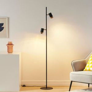 LAMPADAIRE Lampadaire design noir double spots orientables - Elya