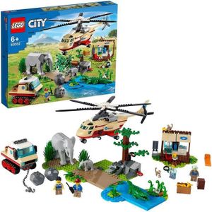 ASSEMBLAGE CONSTRUCTION LEGO 60302 City Wildlife LOperation de Sauvetage des Animaux Sauvages, Jouet avec Voiture Veterinaire et Helicoptere, Cadeau 