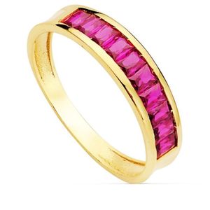 BAGUE - ANNEAU Bague en or 18k - Zircons rouge - Femme - Taille 58