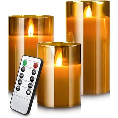 Lot De 3 Bougies LED Sans Flamme étanches - Avec Télécommande, Minuterie (2/4/6/8h) Et Réglage De Luminosité - Pour Extérieur Et Intérieur