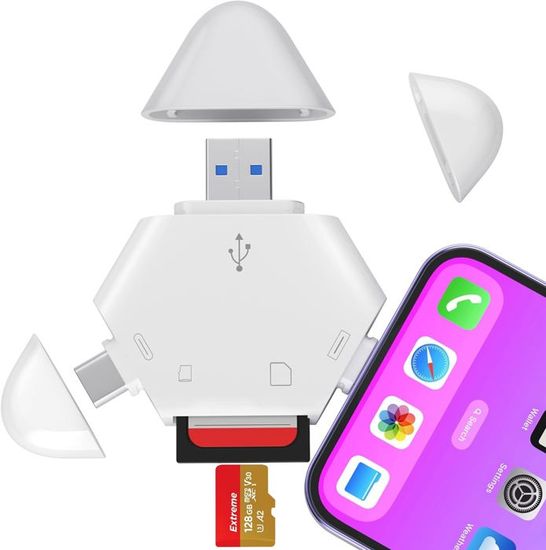 Lecteur Carte SD USB-C Pour IPhone 15/16, IPad, MacBook - Compatible SD/microSD Jusqu'à 1To, Transfert Rapide 5Gbps - 2