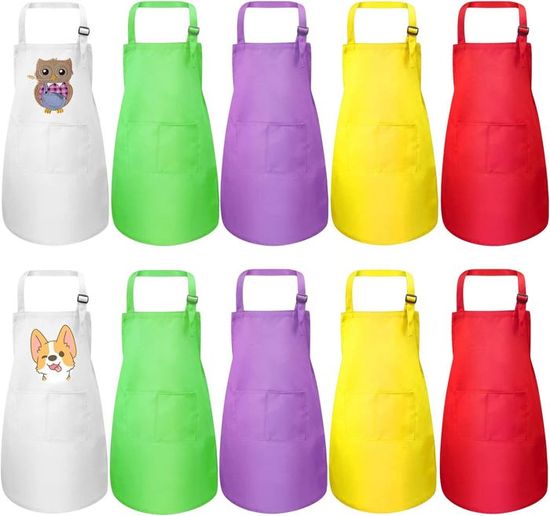 WEONE Tablier Enfant et Chapeau de Chef Set, Réglables Tabliers de WEONE Tablier Enfant et Chapeau de Chef Set, Réglables Tabliers de
