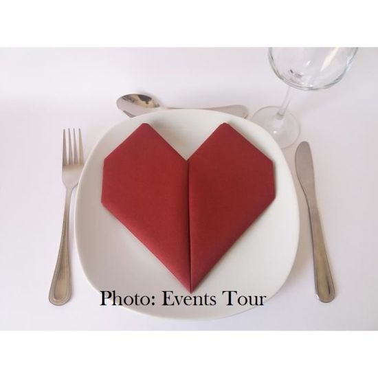 Pliage De Serviette Mariage Coeur Bordeaux X5 Ref 10040 Achat