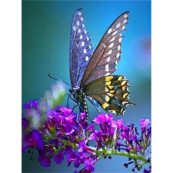 Kit Diamond Painting Marguerite Papillon 5D - Déco Table Autoportante, Art DIY