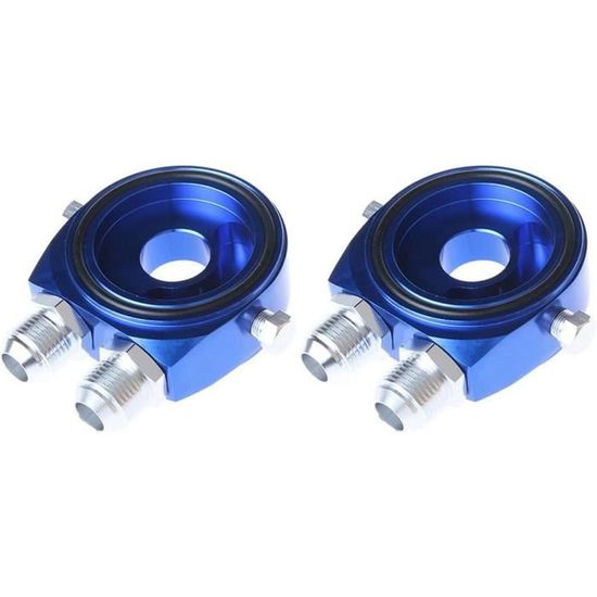 Plaque Sandwich Filtre à Huile Universelle Aramox – 3 Ports NPT | Adaptateur Refroidisseur Aluminium Bleu - 2