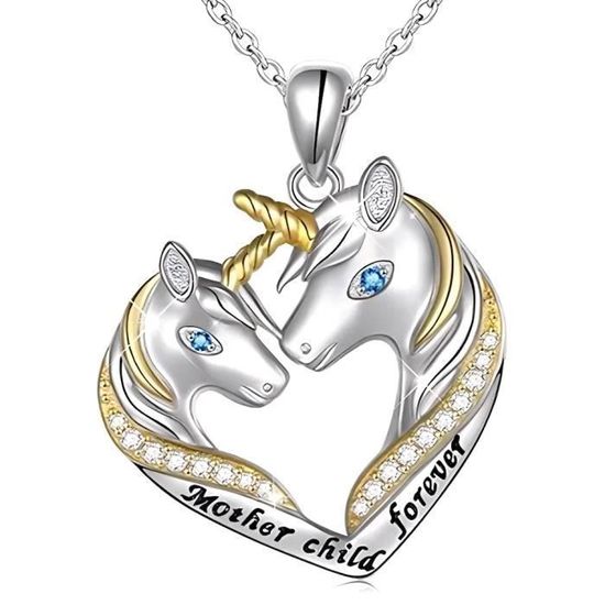 Collier Noir Ciré 47 Cm Avec Pendentif Licorne Argenté - Neuf Sans Emballage