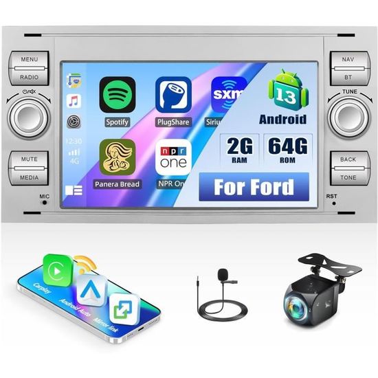 Autoradio Android 15 Motorsi Pour Ford (Transit, Fiesta, Focus, Etc.) - 7" 4Go+64Go, CarPlay/Android Auto, GPS, Caméra Recul